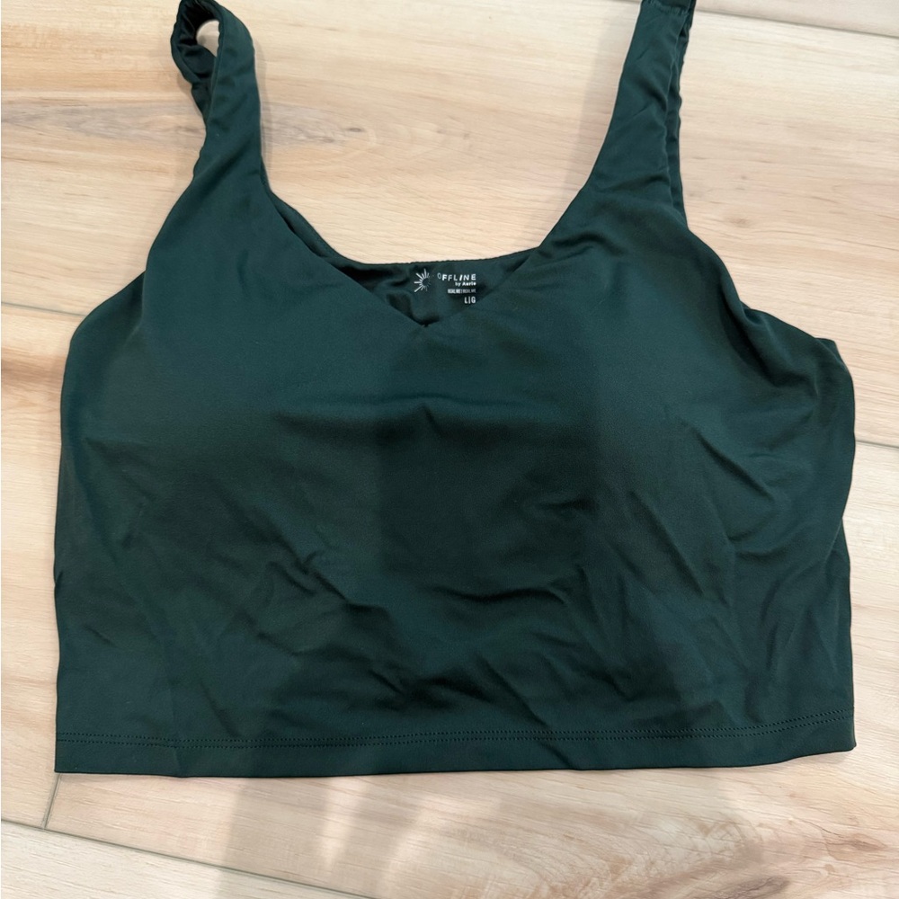 Aerie Offline Brand Deep Green V-Neck Top